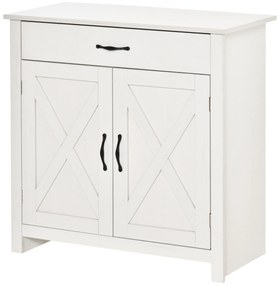 HOMCOM Bufet de Bucătărie cu Sertar 2 Uși și Raft Interior Mobilier Auxiliar Decorativ 80x39,7x80 cm Alb Spălat | Aosom Romania