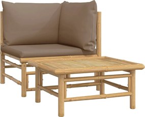 vidaXL Set mobilier de grădină cu perne gri taupe, 2 piese, bambus