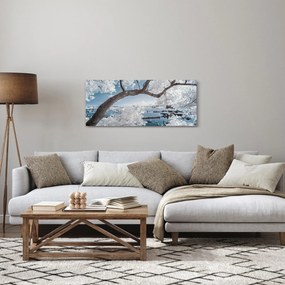 Tablou cu copac înzăpezit lângă apă (120x50 cm)