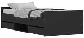 3203804 vidaXL Cadru pat cu tăblii de cap/picioare, negru, 90x200 cm