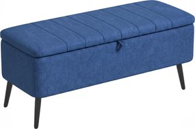 HOMCOM Bancă de depozitare 40", tapițată din material textil cu picioare din oțel pentru Living sau Dormitor, Albastru Închis | Aosom Romania