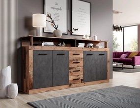 Comodă Lenita XXL (stejar matera + lemn închis). 1048333