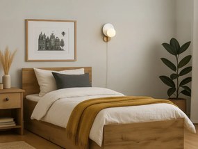 Pat de o persoana SOFIA 90 x 200 cm, stejar artisan Saltele: Cu saltele Coco Maxi 20 cm, Somiera pat: Cu lamele drepte