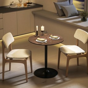 HOMCOM Masă de dining rotundă 70 cm pentru 2 persoane cu blat din placaj de lemn masiv și baza din oțel maro | Aosom Romania