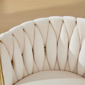 Set de 2 scaune pivotante din catifea, Fildeș | Aosom Romania