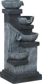 Outsunny Fântână de grădină în cascadă, energie solară, fântână de apă 4 niveluri cu lumini LED, rășină, 38 x 36 x 85 cm, gri | Aosom Romania