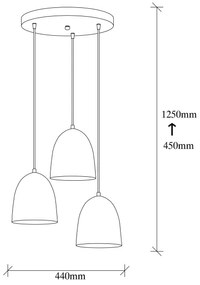 Lustră TATTOO cu cablu, 3xE27/40W/230V, neagră