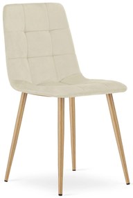 Scaun Bucatarie/Dining Jacob Bej Catifea Picoare Metalice Finisaj Lemn