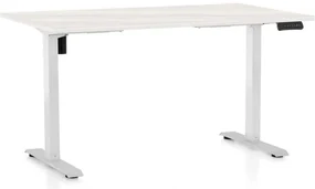 Masă înălțime reglabilă OfficeTech B, 140 x 80 cm, picioare albe, frasin alb