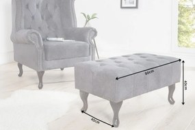 Taburet/ Suport picioare clasic stil englezesc Chesterfield gri antic