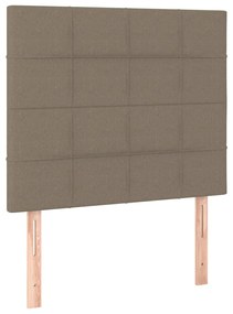 Pat box spring cu saltea, gri taupe, 120x200 cm, textil Gri taupe, 120 x 200 cm, Cu blocuri patrate