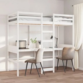 vidaXL Cadru pat supraetajat fără saltea alb 80x200 cm lemn masiv pin