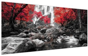 Tablou - Cascade în peisajul de toamnă (120x50 cm)