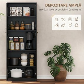 HOMCOM Mobilier de depozitare cu 2 dulapuri și rafturi reglabile din lemn negru | Aosom Romania