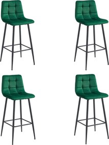 Scaun de bar ARCETO VELVET cu picioare negre, verde inchis