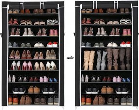 Suport pantofi cu 9 rafturi, 88 x 28 x 160 cm, metal / textil, negru, Songmics