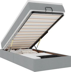 vidaXL Cadru de pat otoman cu saltea țesătură gri deschis 90x190cm