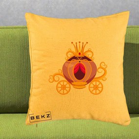 Perna Decorativa Trasura Regala Aurie, 40x40 cm, Galben, Husa Detasabila, Perna Inclusa, BEKZ®