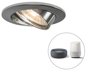 Spotlight inteligent încastrat din oțel reglabil cu Wi-Fi GU10 - Edu
