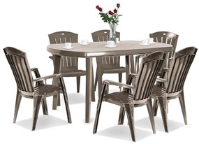 Set de mobilier de grădină Eltorini 6+1 în culoarea cappuccino