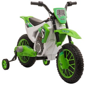 HOMCOM Motocicleta Electrica Copii 3-5 Ani 12V Baterie Recarregabil Rotite Verde | Aosom Romania