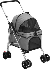vidaXL Cărucior pliabil pentru câini gri 76x50x100 cm țesătură Oxford