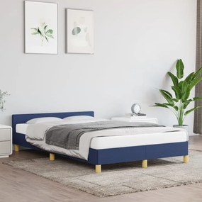 347405 vidaXL Cadru de pat cu tăblie, albastru, 120x200 cm, textil