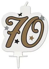 La mulți ani Milestone Lumânare de Tort Auriu Happy Birthday, Lumânare Cifrată 70
