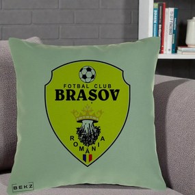 Perna Personalizata FC Brasov Fotbal Romania, 40x40 cm, Verde, Husa Detasabila, Perna Inclusa, BEKZ®