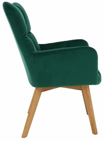 Fotoliu de design, catifea Velvet smarald/stejar, FONDAR
