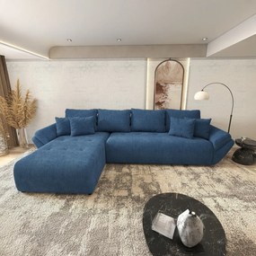 Colțar extensibil dumonde cu ladă de depozitare si sezut confortabil din spuma high-density, Berlin XL Zoom Blue 350x185 cm