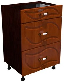 Corp inferior 50 cu 3 sertare metalice pentru greutate Zebra MDF frunza cedru