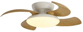 Lustra LED cu Ventilator si telecomanda ALOHA lemn/alb