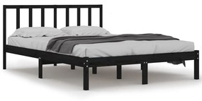 3105085 vidaXL Cadru de pat, negru, 160x200 cm, lemn masiv de pin