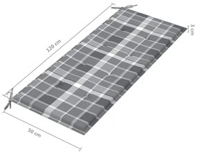 Bancheta regala de gradina cu perna, 135 cm, lemn masiv acacia 1, brown and grey check pattern, 2