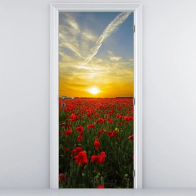 Fototapet pentru ușă -Câmp cu maci (95x205cm)