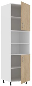 Corp haaus Karo, 2 Usi, cu spatiu cuptor, Lemn Natural/Alb, 60 x 57 x 210 cm