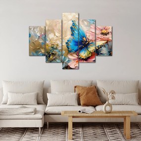 Tablou - Pictura de flori și fluturi (150x105 cm)