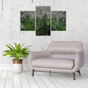 Tablou - Zid de beton cu plante (90x60 cm)