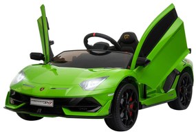 HOMCOM Masina Electrica pentru Copii, Automobil Lamborghini Aventador cu Telecomanda, Faruri LED, Muzica, Varsta 3-8 Ani, Verde | Aosom RO