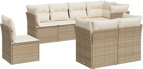 vidaXL Set canapele de grădină, 8 piese, cu perne, bej, poliratan