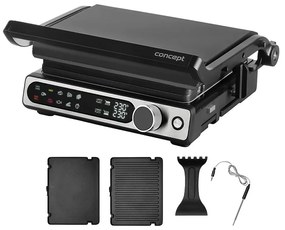 Concept ge3500 - Grătar contact cu sondă temperatură 2000W/230V negru