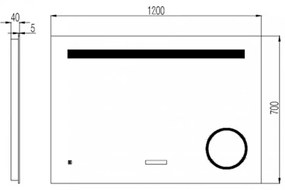 Oglindă Rodos, cu iluminare LED și afișaj