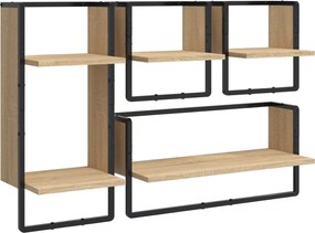 vidaXL Set rafturi perete cu bare, 4 buc. stejar sonoma lemn prelucrat