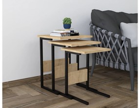 Set 3buc. măsuțe cafea Bameni (negru + stejar zafir). Promo -27%. 1094337