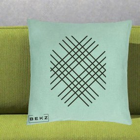 Perna Decorativa Geometric Grid, 40x40 cm, Verde Menta, Husa Detasabila, Perna Inclusa, BEKZ®