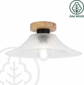 Plafonieră JULL WOOD 1xE27/15W/230V, stejar/transparent, Ø 34 cm