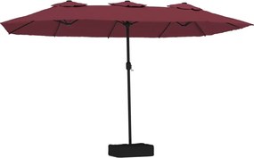 vidaXL Umbrelă de soare grădină cu două capete, roșu bordo, 449x265 cm