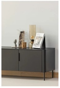 Comodă TV negru-mat din lemn de pin 154x56x44 cm Gunnar – WOOOD