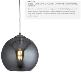 Lustra / Pendul design modern 35cm Balls crom / fumuriu 1635SM SRT
